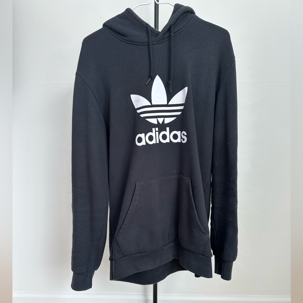 Adidas Men's Black Trefoil Logo Hoodie Medium